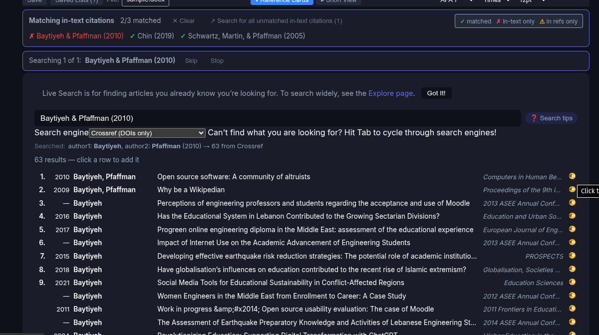 reference search